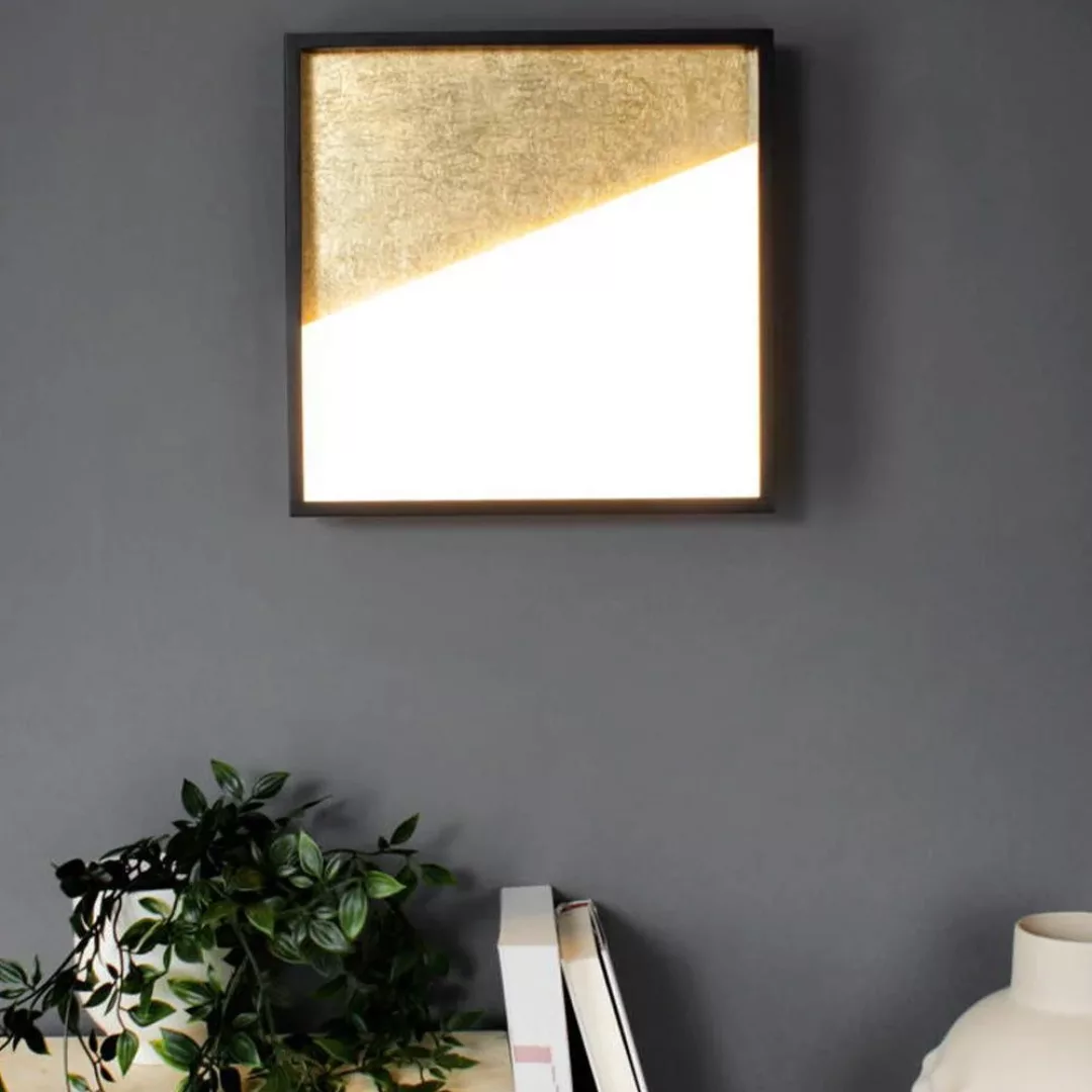 LED-Wandleuchte Vista, gold/schwarz, 30 x 30 cm günstig online kaufen