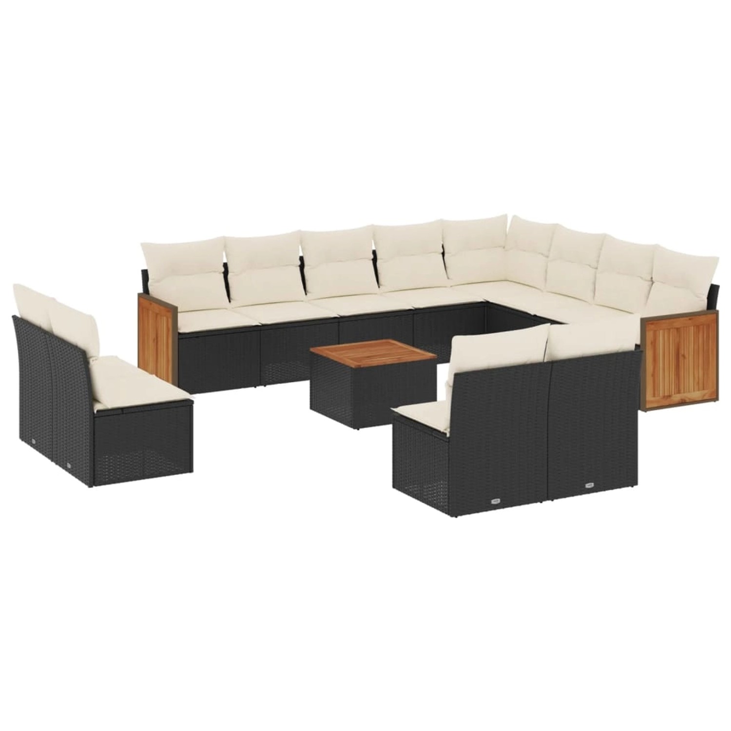vidaXL 13-Tlg Garten-Sofagarnitur mit Kissen Schwarz Poly Rattan 3260558 günstig online kaufen