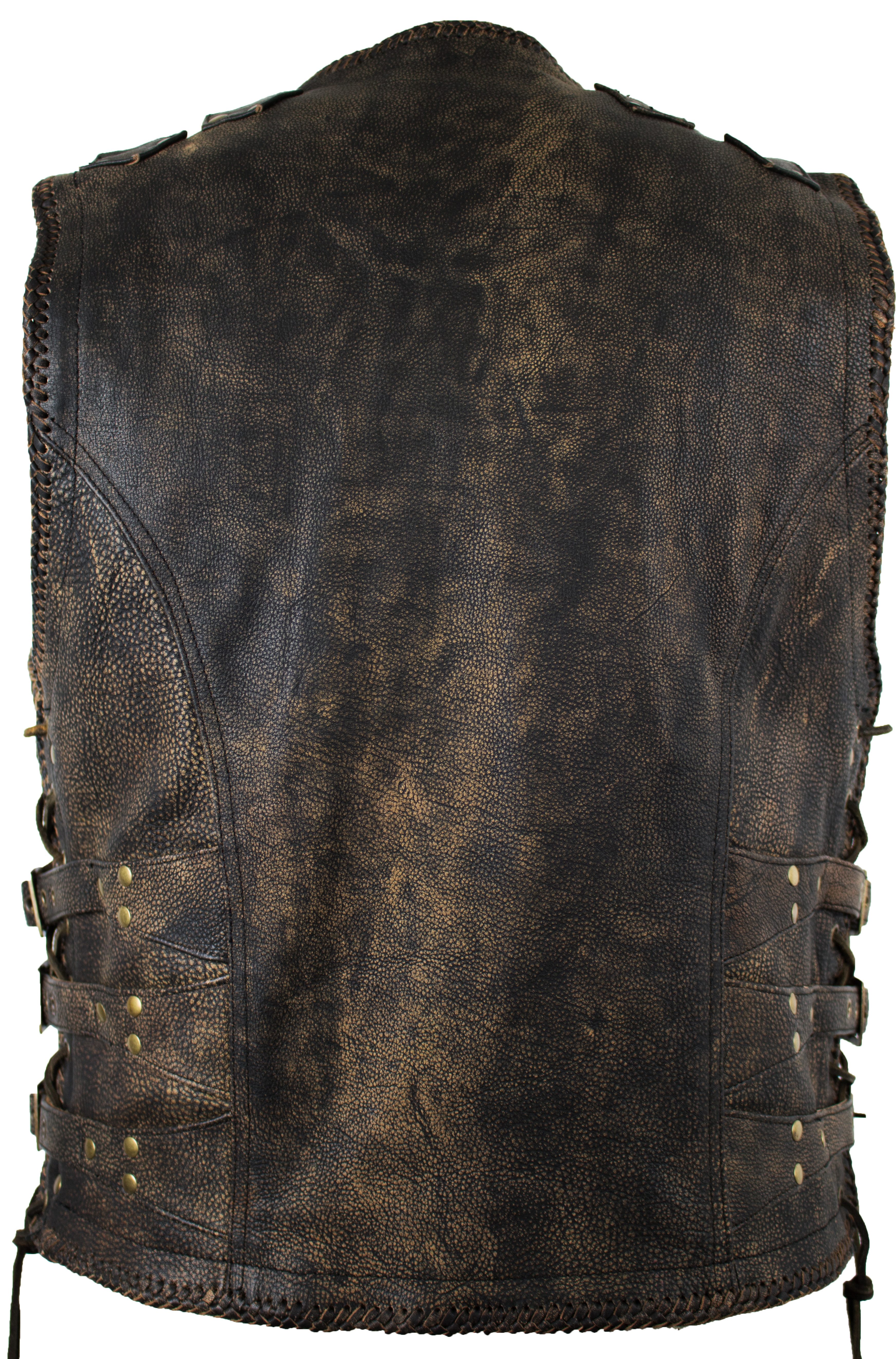 MDM Lederweste Herren Vintage Biker Lederweste günstig online kaufen
