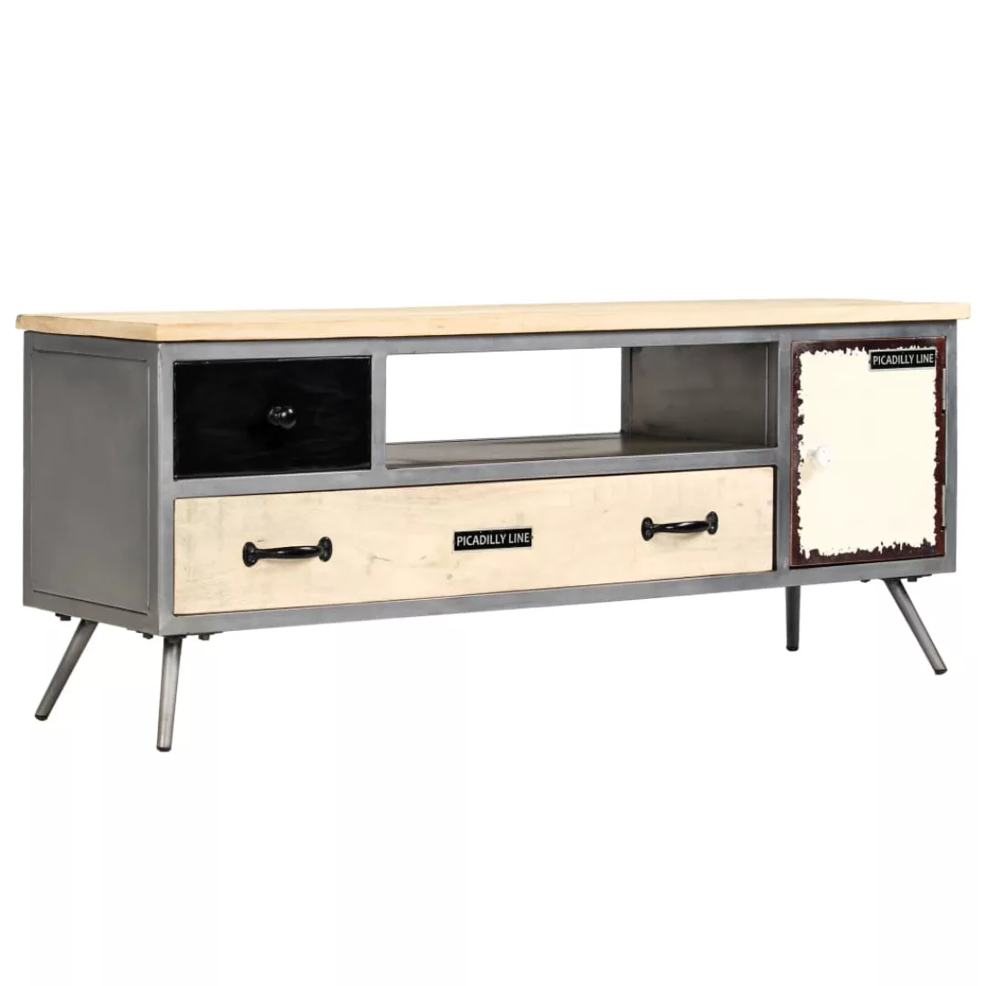 Tv-schrank Mangoholz Massiv Und Stahl 120 X 30 X 45 Cm günstig online kaufen