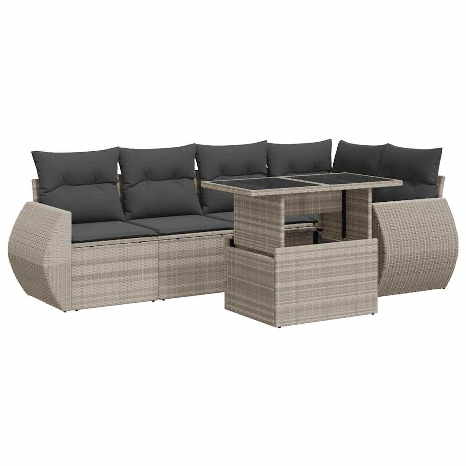 vidaXL 7-Tlg Garten-Sofagarnitur mit Kissen Hellgrau Poly Rattan 3326673 günstig online kaufen
