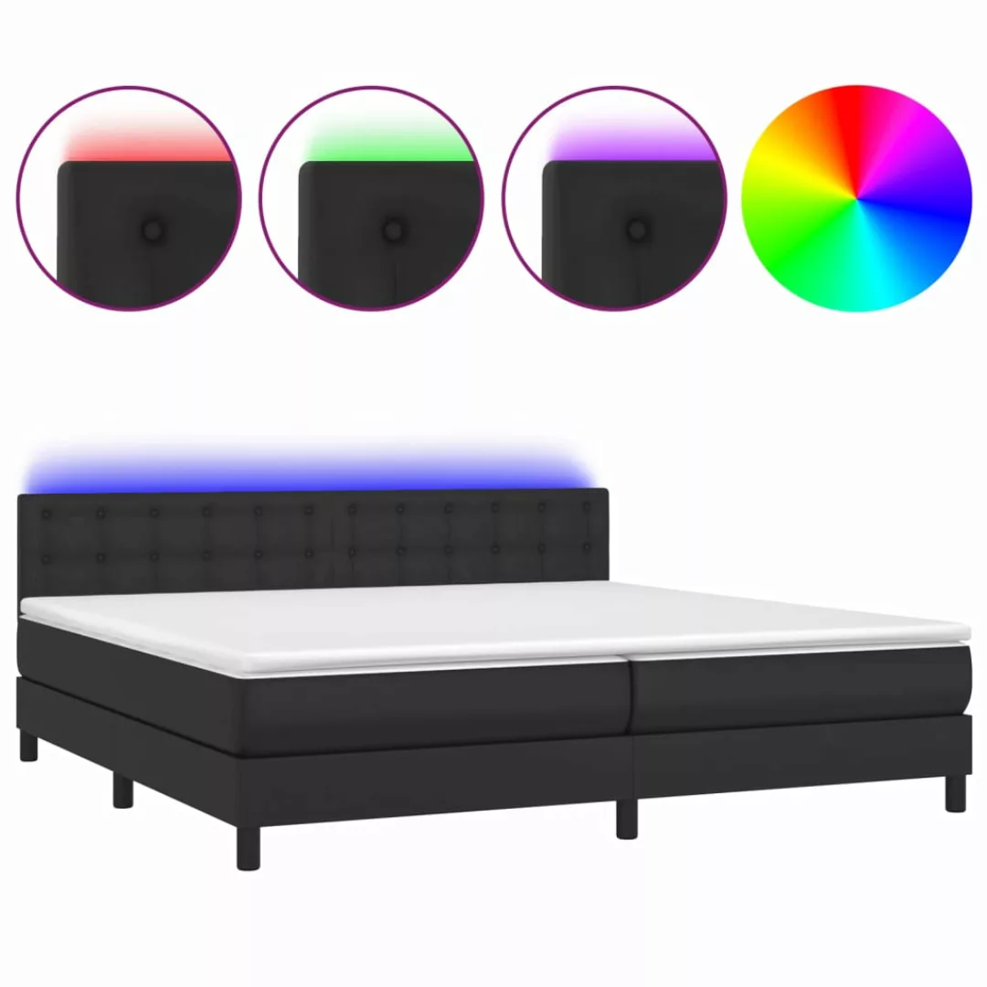 Vidaxl Boxspringbett Mit Matratze & Led Schwarz 200x200 Cm Kunstleder günstig online kaufen