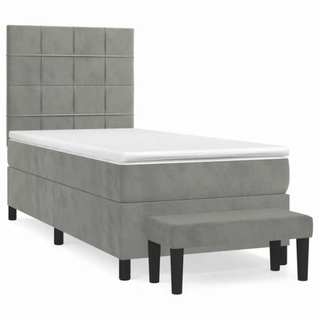 vidaXL Boxspringbett Boxspringbett mit Matratze Hellgrau 90x190 cm Samt Bet günstig online kaufen