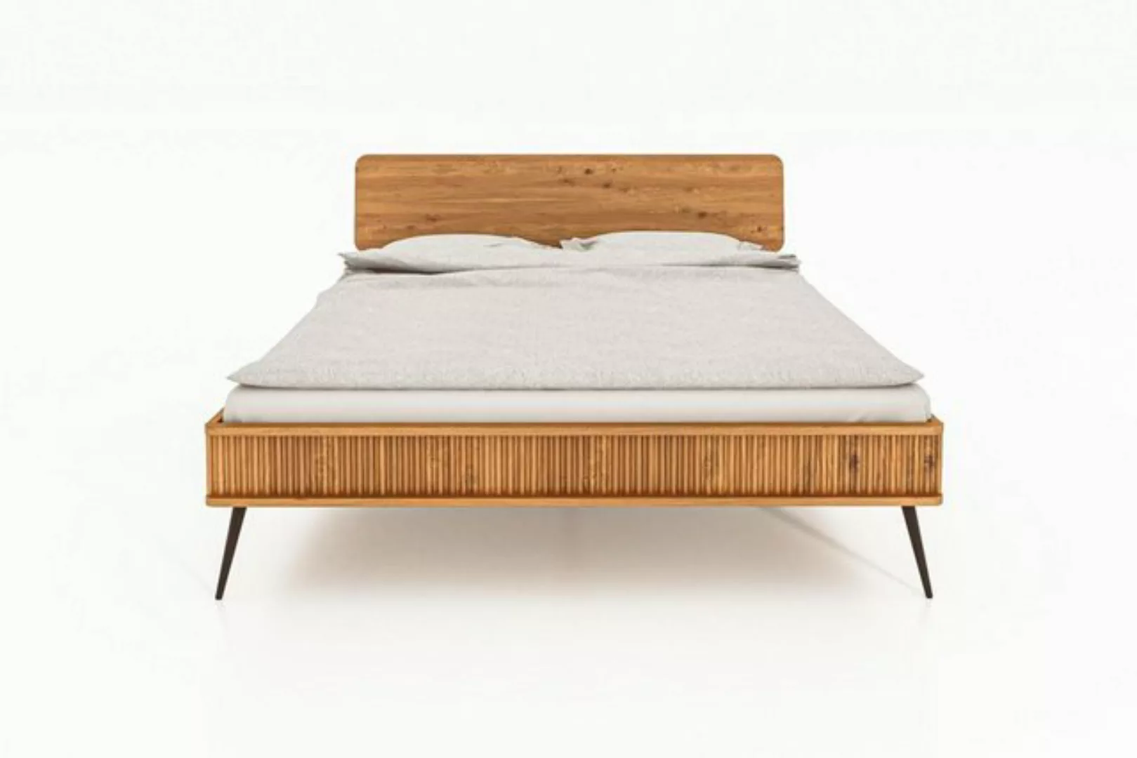 Natur24 Einzelbett Bett Tula 1 Kernbuche massiv 90x200cm mit Holzkopfteil günstig online kaufen