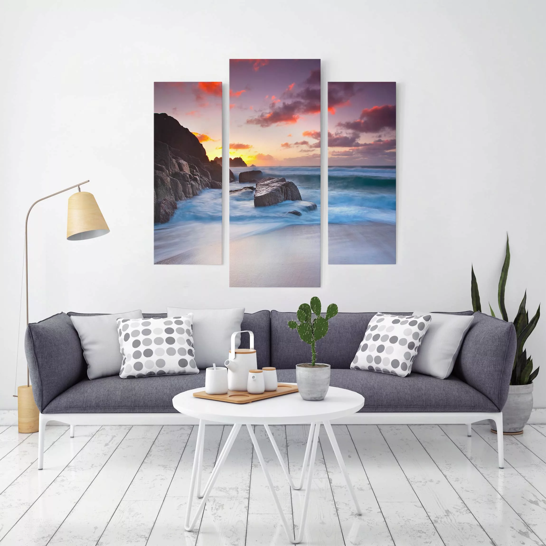 3-teiliges Leinwandbild Strand - Querformat Am Meer in Cornwall günstig online kaufen