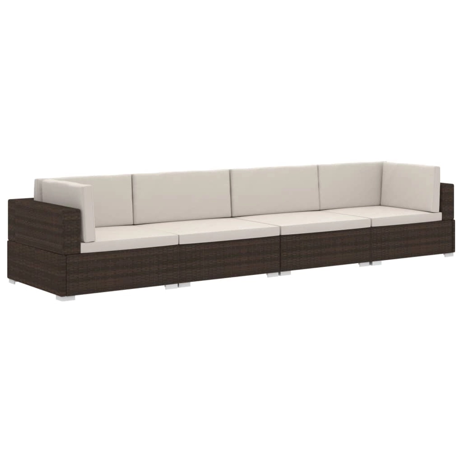 vidaXL 4-Tlg Gartensofa-Set mit Kissen Poly Rattan Braun 313743 günstig online kaufen