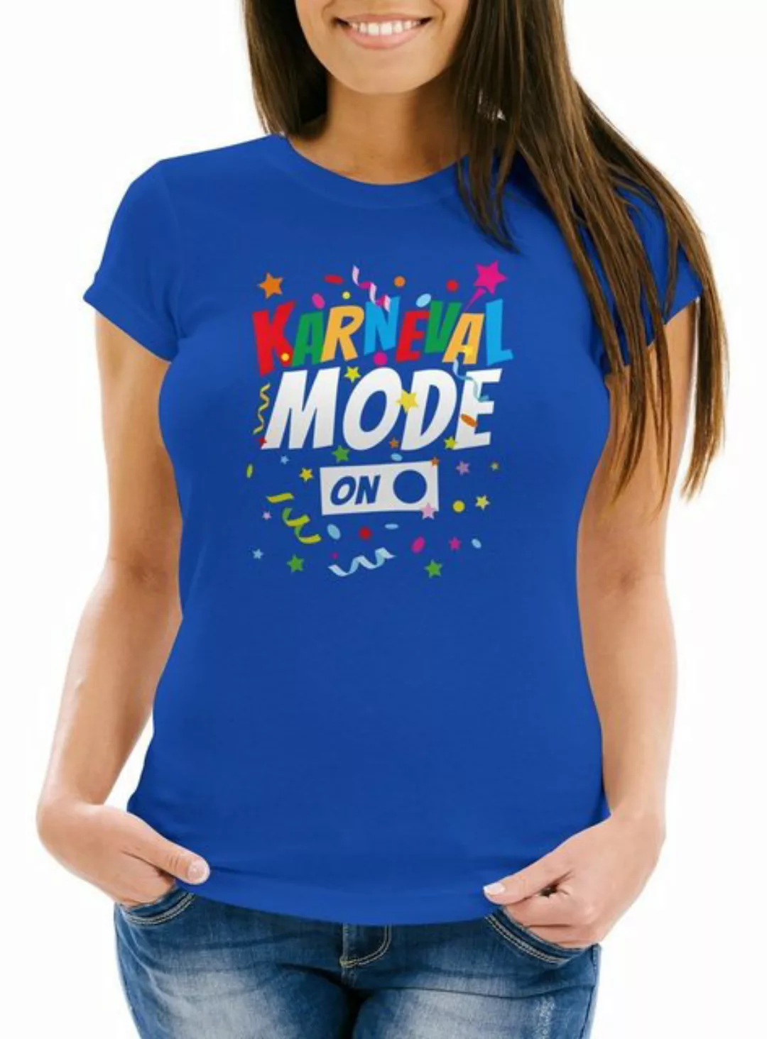MoonWorks Print-Shirt Damen T-Shirt Karneval Fasching Spruch Konfetti Motiv günstig online kaufen