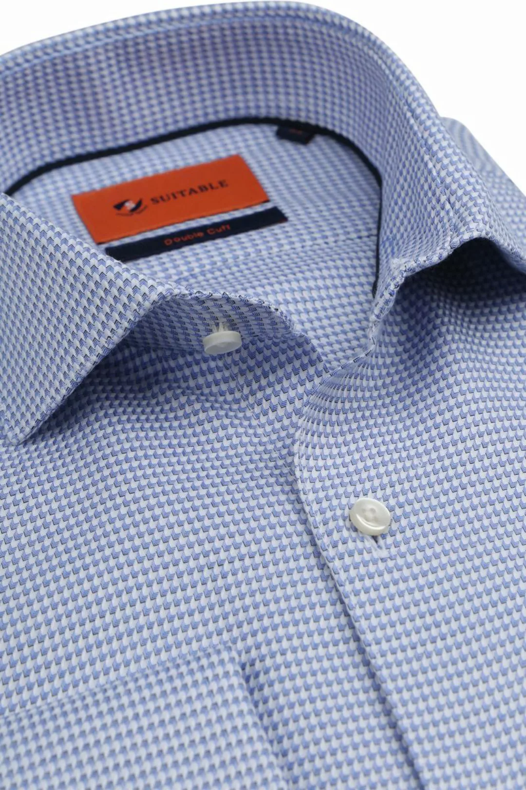 Suitable Hemd Doppelte Manschette Druck Blau - Größe 41 günstig online kaufen
