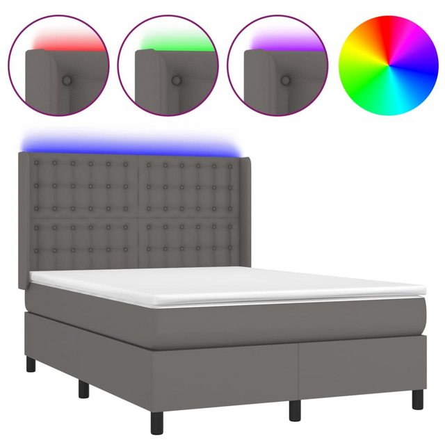 vidaXL Boxspringbett Boxspringbett mit Matratze und LED Kunstleder (140 x 2 günstig online kaufen