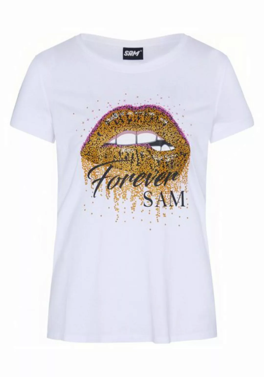 Uncle Sam Print-Shirt mit Glitter-Lips-Print günstig online kaufen