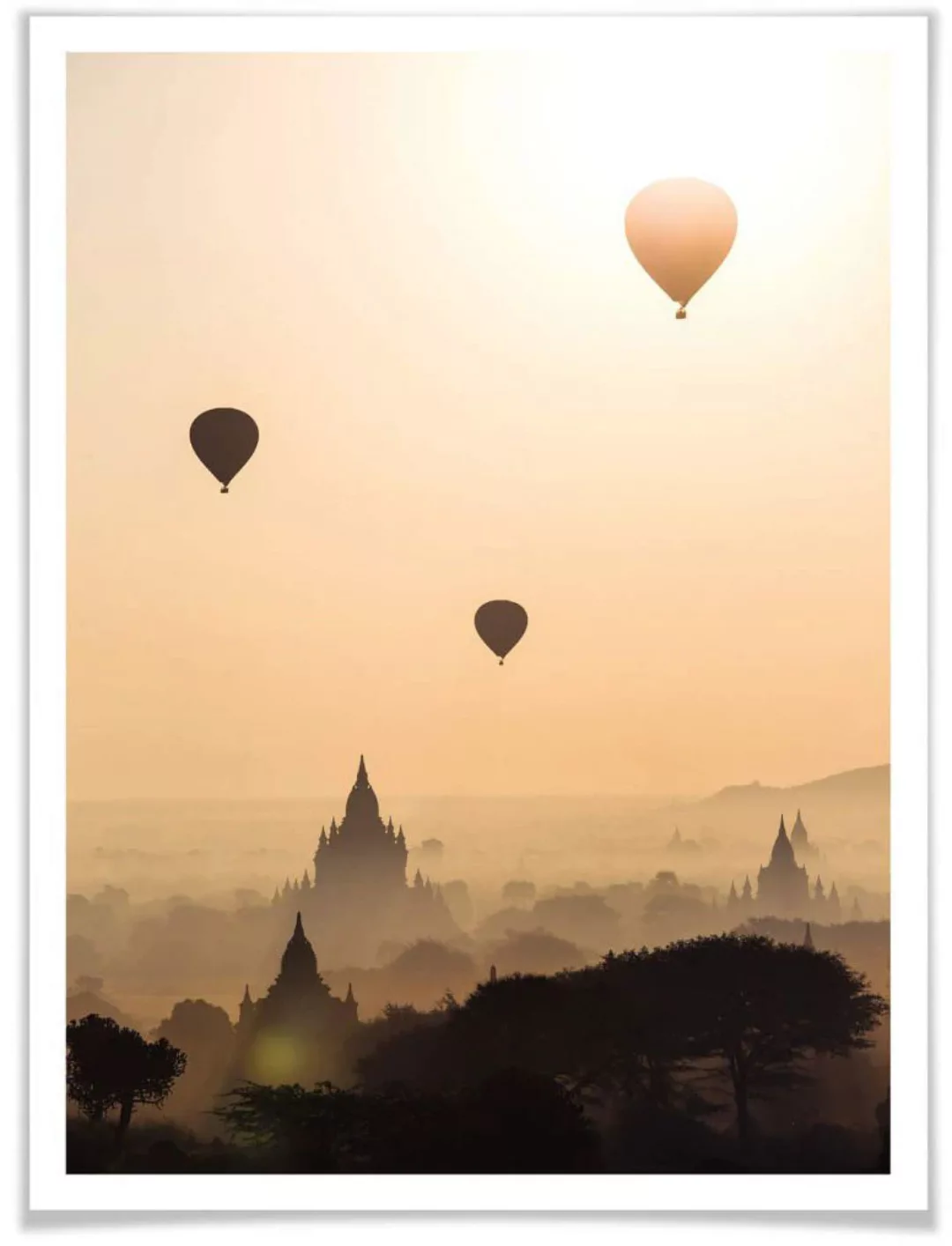 Wall-Art Poster "Morgen über Bagan", Landschaften, (1 St.), Poster ohne Bil günstig online kaufen