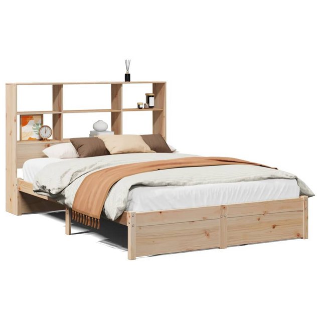 vidaXL Bett, Massivholzbett mit Regal ohne Matratze 135x190 cm Kiefernholz günstig online kaufen