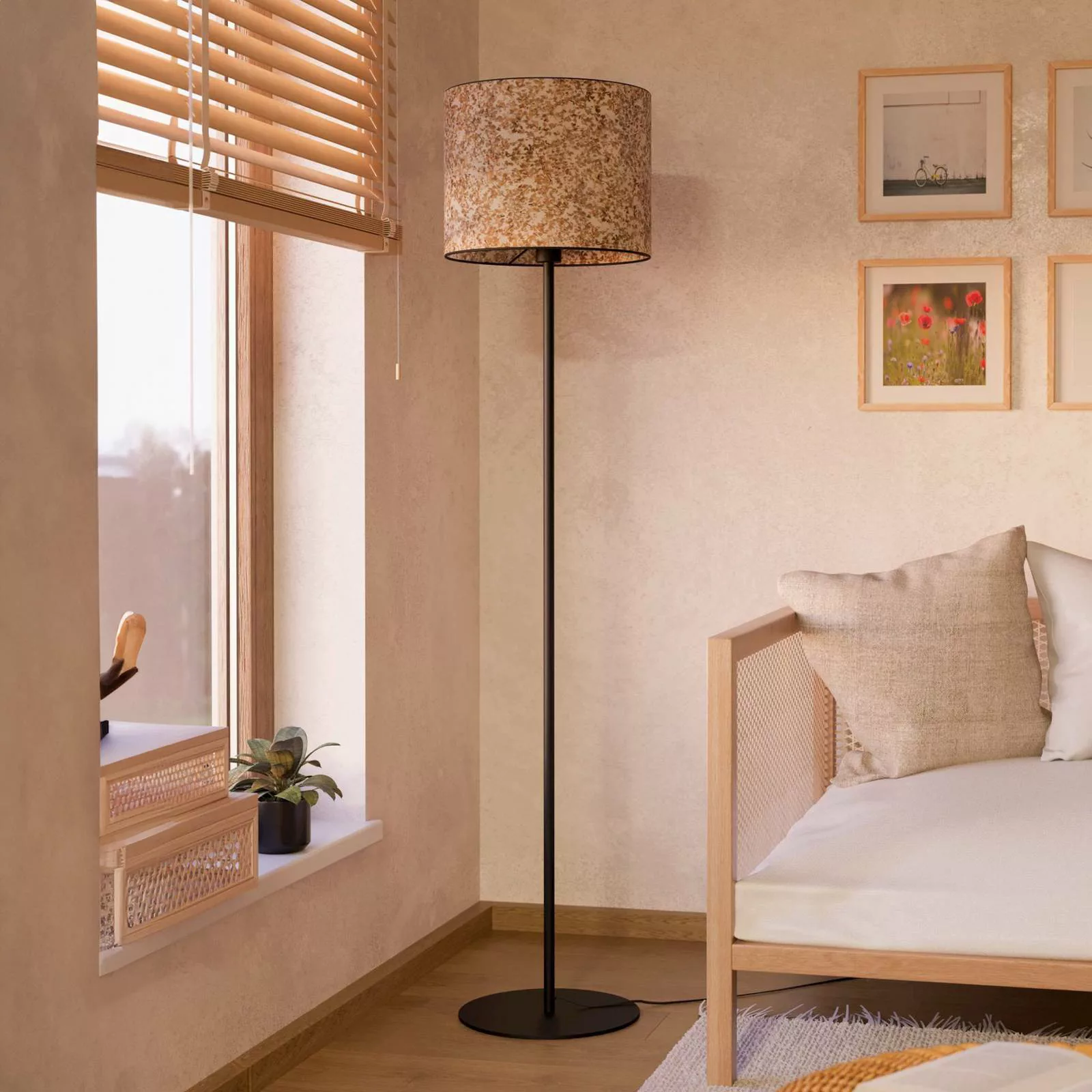 Stehlampe Butterburn, Höhe 162 cm, beige/grün, Metall/Stoff günstig online kaufen