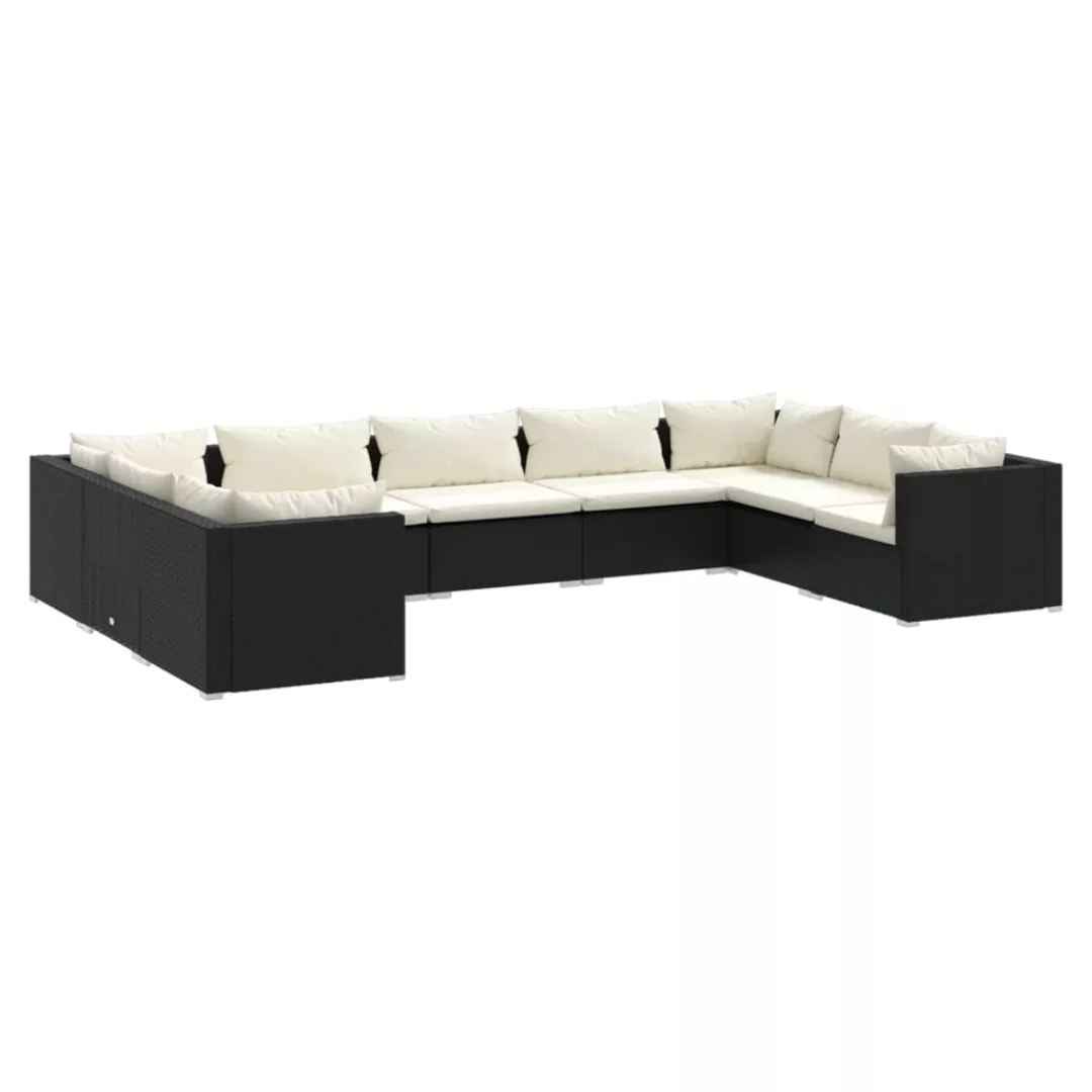 Vidaxl 9-tlg. Garten-lounge-set Mit Kissen Poly Rattan Schwarz günstig online kaufen