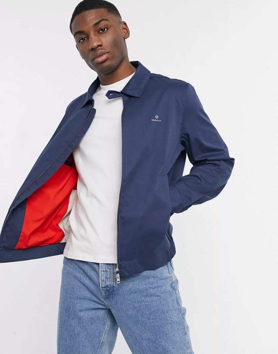 Gant – Icon – Harrington-Jacke in tiefem Ozeanblau mit Logo günstig online kaufen