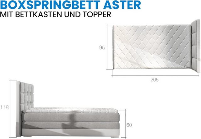 Best for Home Boxspringbett Aster mit Bettkasten Bonellfederkern inkl. 4 cm günstig online kaufen