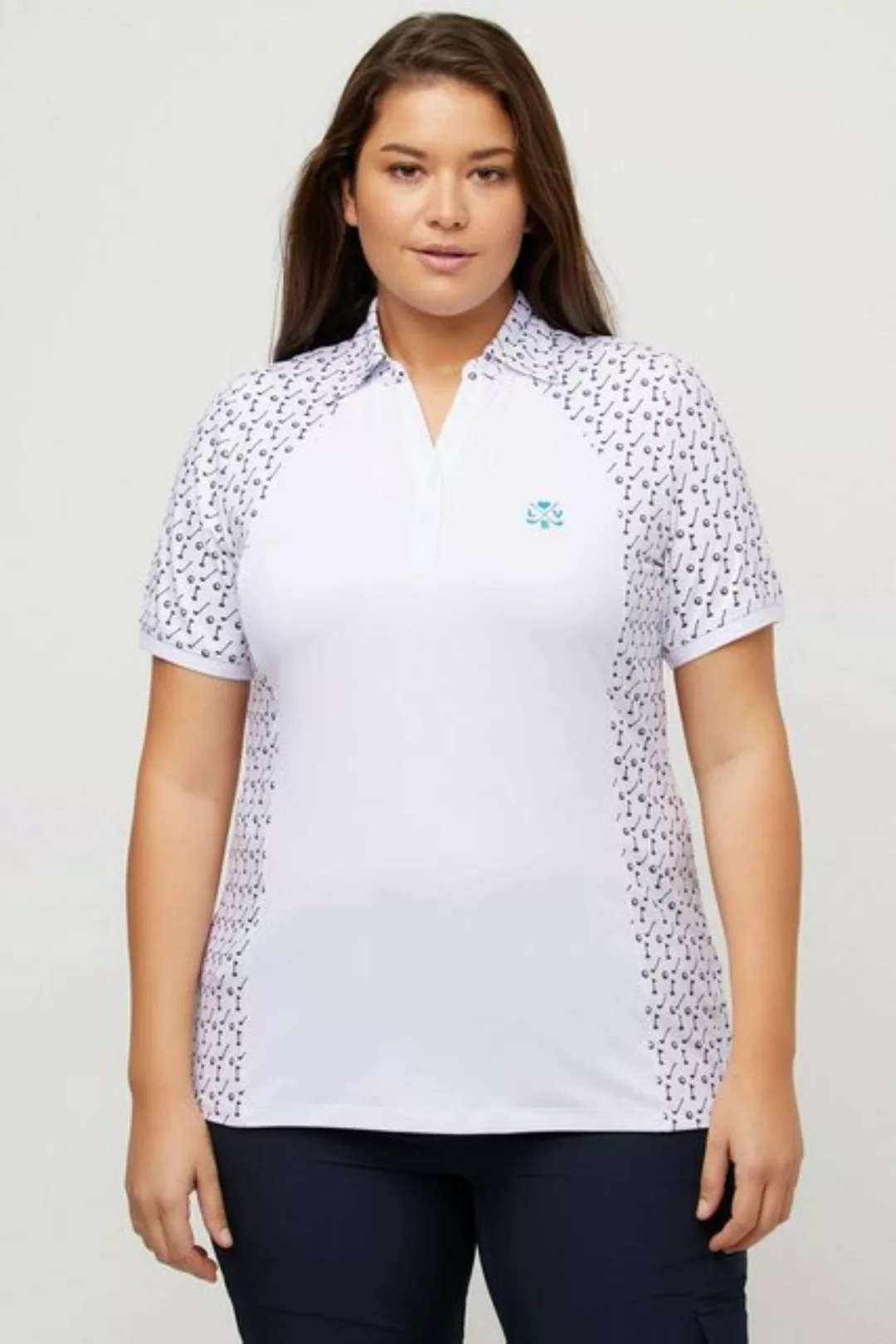 Ulla Popken Poloshirt Poloshirt Slim V-Ausschnitt Halbarm günstig online kaufen