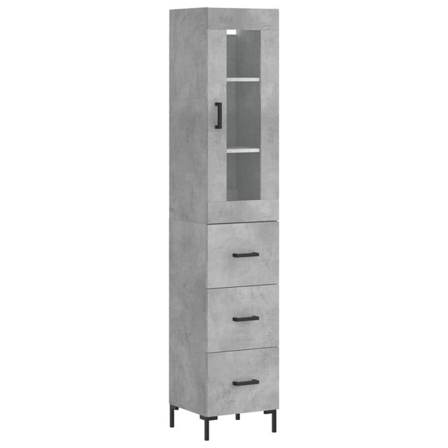 vidaXL Vitrine Highboard Betongrau 34,5x34x180 cm Spanplatte Glas Vitrine günstig online kaufen