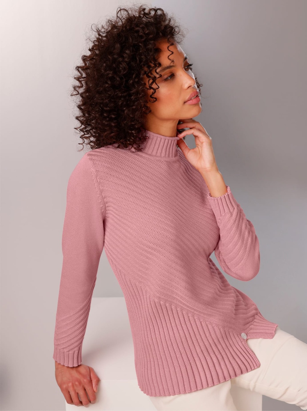 CREATION L PREMIUM Stehkragenpullover "Pima-Baumwoll-Pullover" günstig online kaufen