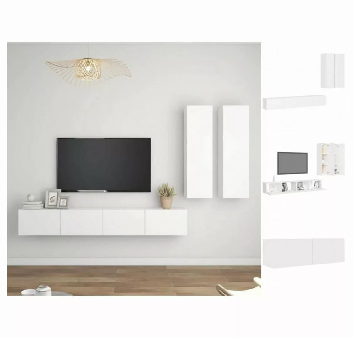 vidaXL TV-Schrank 4-tlg TV-Schrank-Set Weiß Spanplatte günstig online kaufen