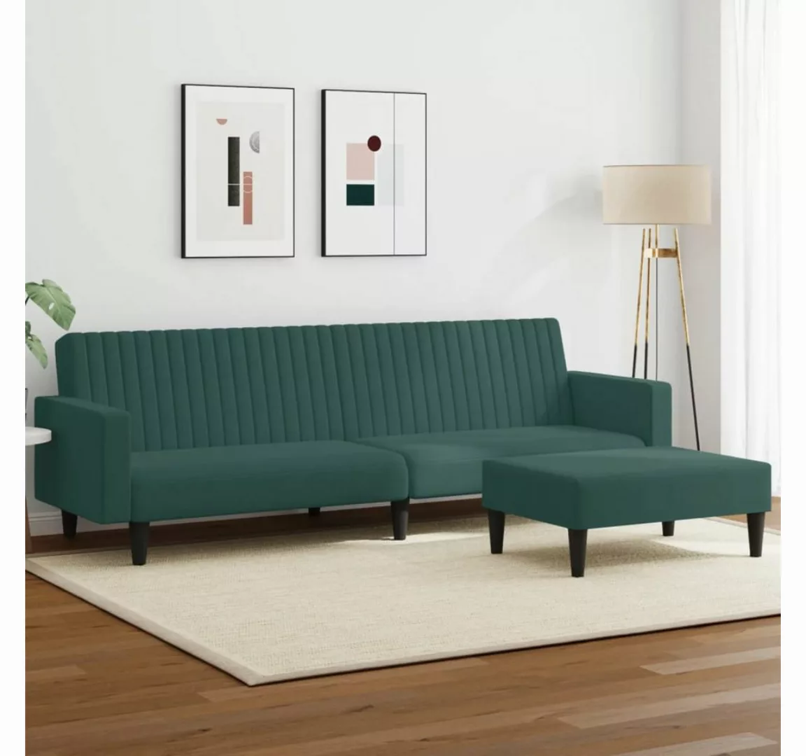 vidaXL Sofa 2-tlg. Sofagarnitur Dunkelgrün Samt günstig online kaufen