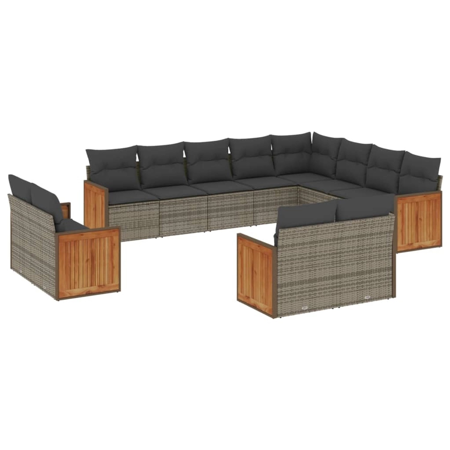 vidaXL 12-Tlg Garten-Sofagarnitur mit Kissen Grau Poly Rattan 3228195 günstig online kaufen