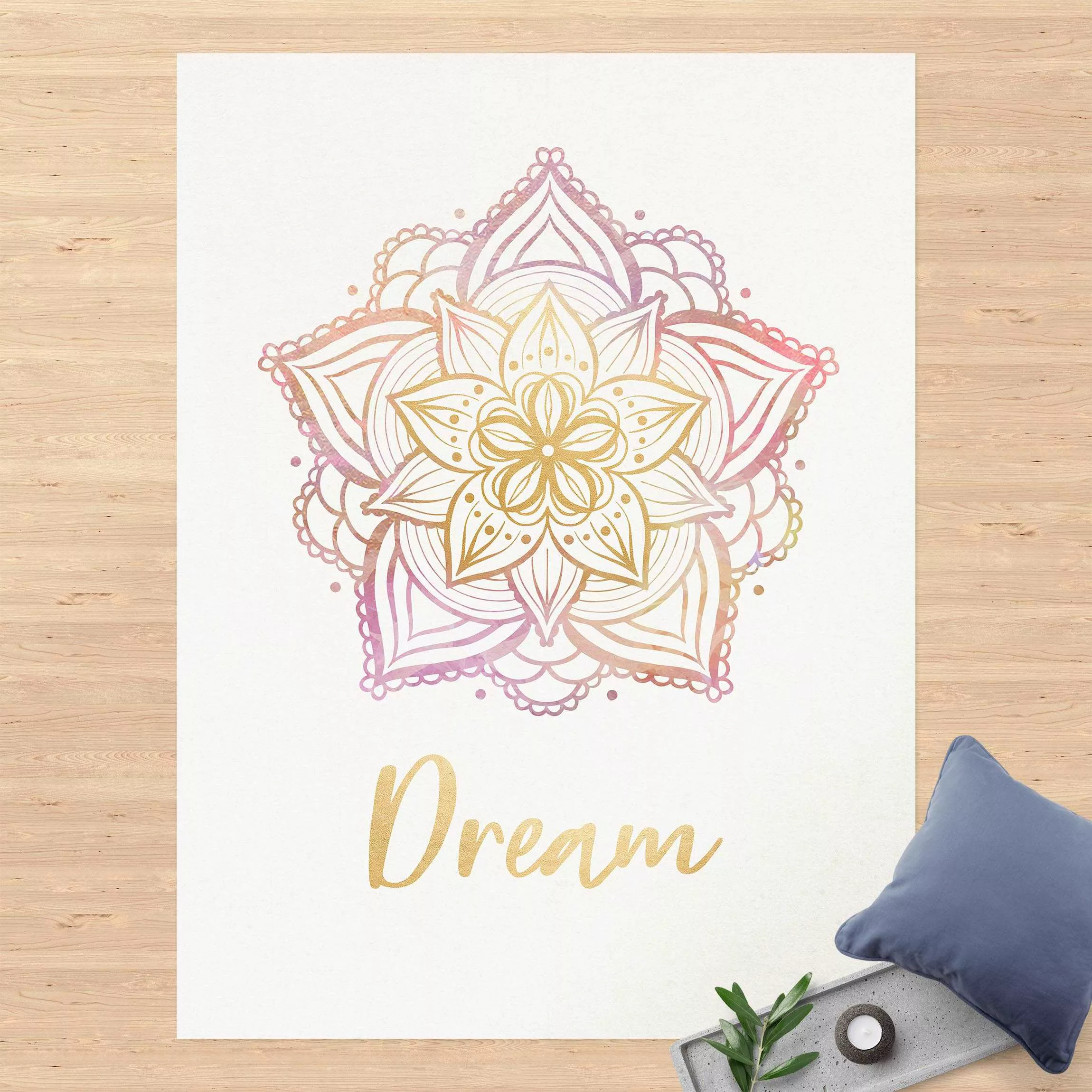 Vinyl-Teppich Mandala Illustration Dream gold rosa günstig online kaufen