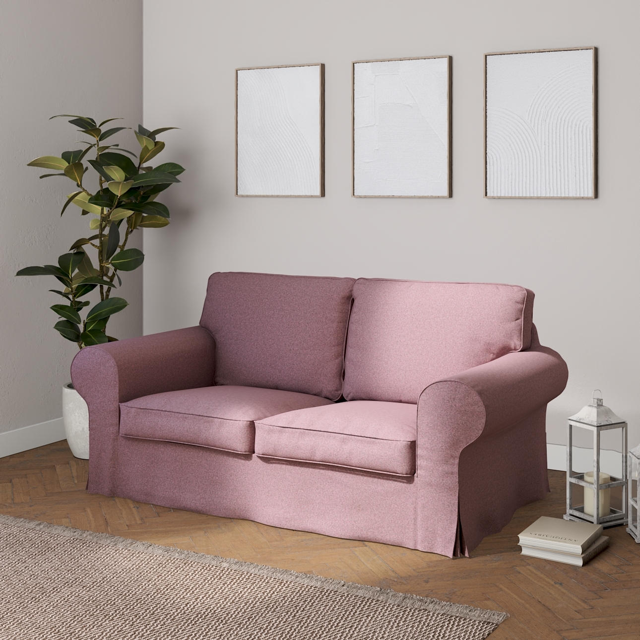 Bezug für Ektorp 2-Sitzer Sofa nicht ausklappbar, schwarz--rosa, Sofabezug günstig online kaufen