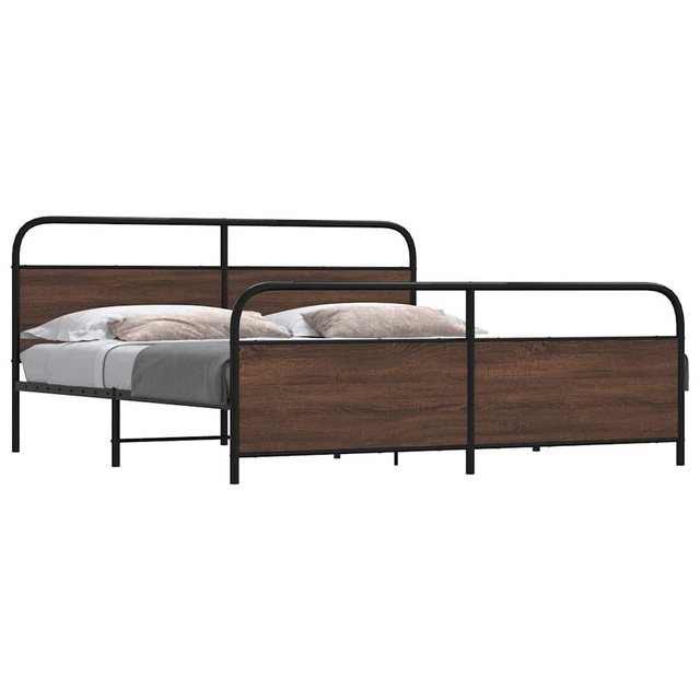 vidaXL Bett, Metallbett ohne Matratze Braun Eichen-Optik 193x203 cm günstig online kaufen