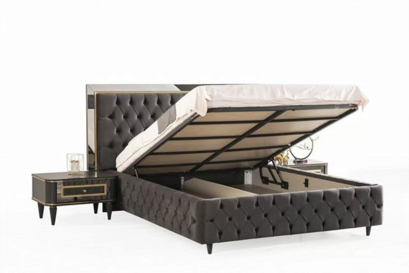 JVmoebel Bett Luxus Chesterfield Bett mit Edelstahl Rahmen Edle Betten Schw günstig online kaufen