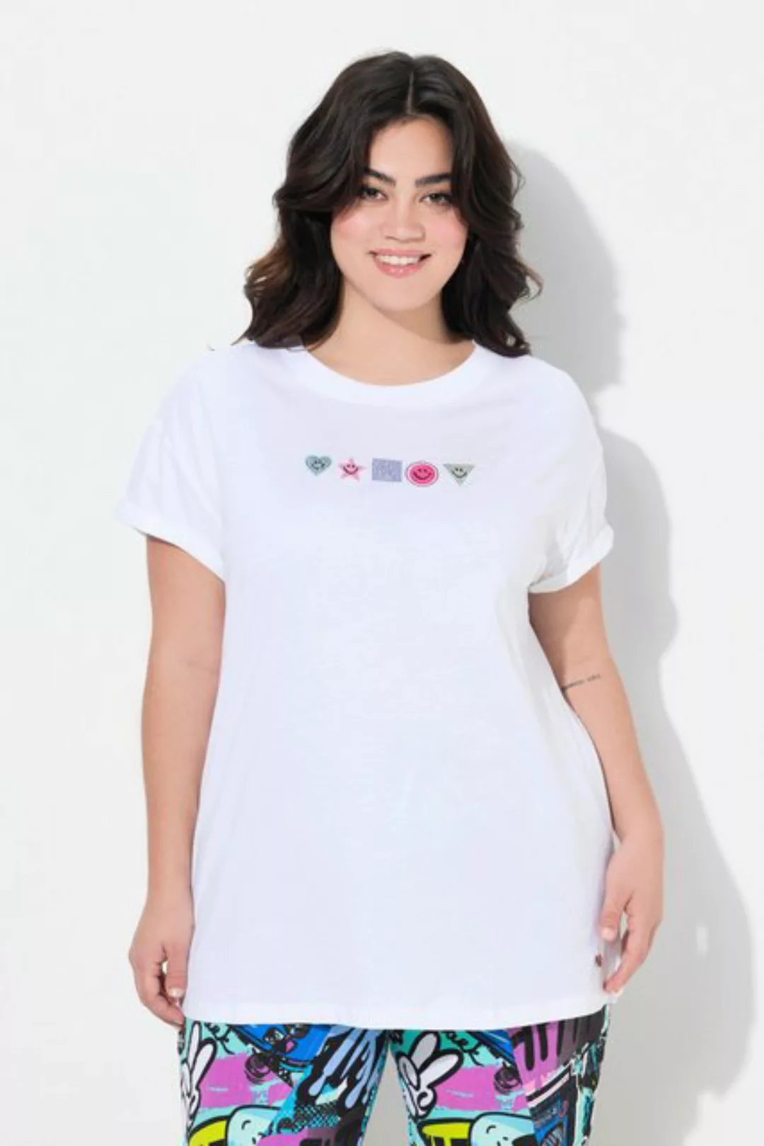 Angel of Style T-Shirt T-Shirt Komfort Fit verzierte Smileys günstig online kaufen