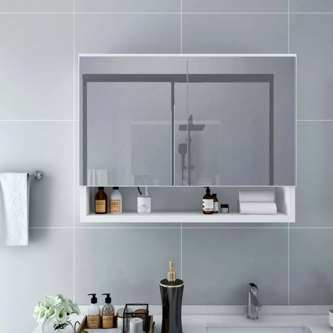 Led-bad-spiegelschrank Weiß 80x15x60 Cm Mdf günstig online kaufen