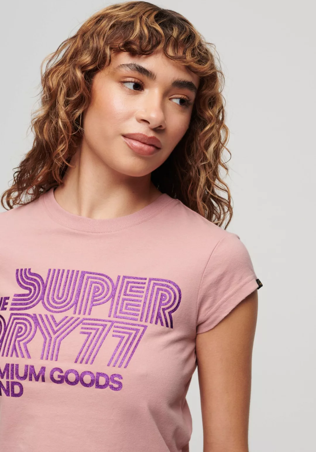 Superdry Kurzarmshirt "RETRO GLITTER LOGO CAP SLV TEE" günstig online kaufen