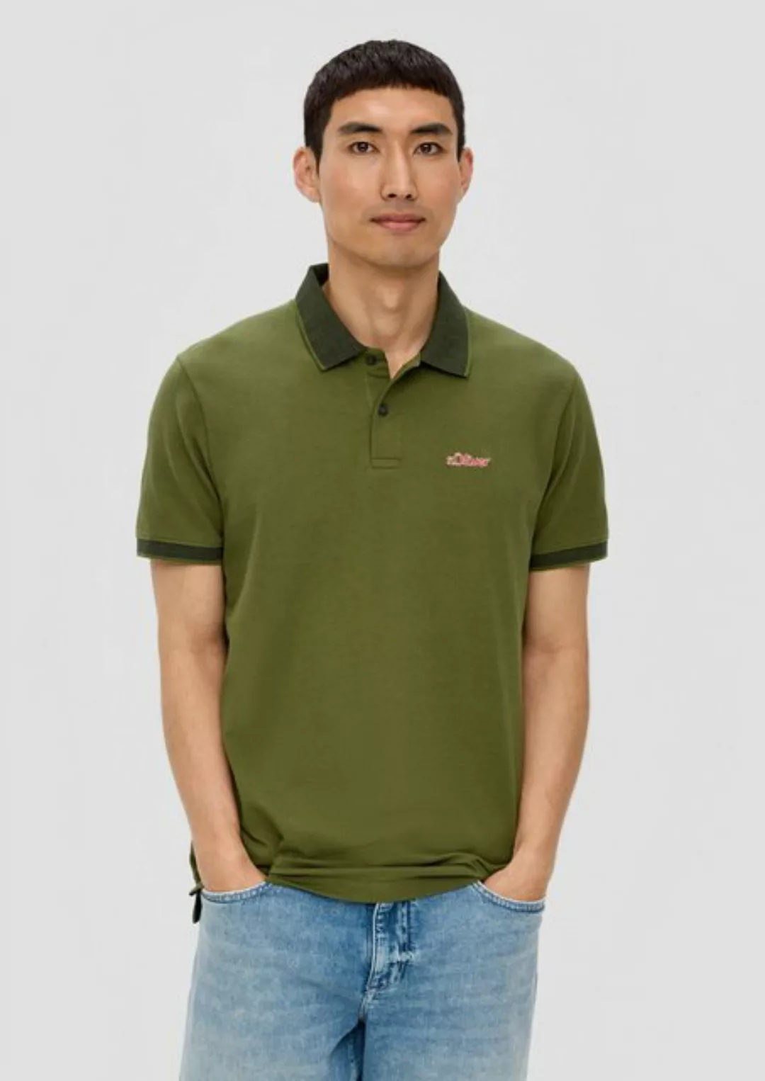 s.Oliver Kurzarmshirt Poloshirt mit Kontrast-Details Logo günstig online kaufen