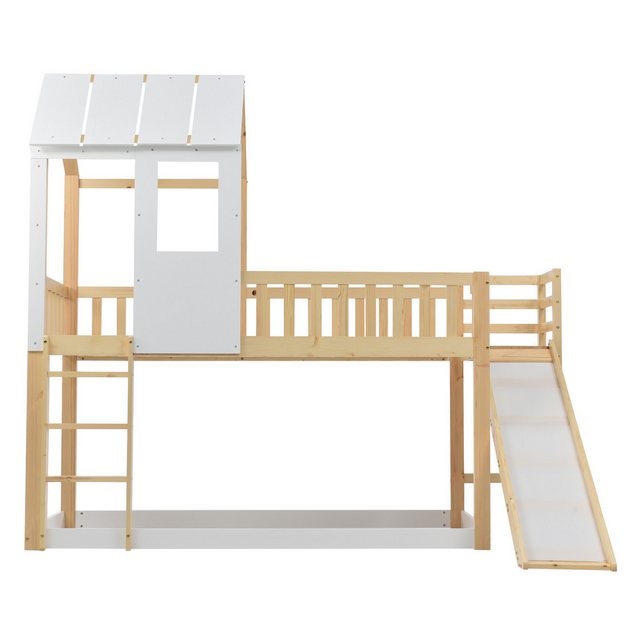 IDEASY Etagenbett Kinderbett. 90x200cm, mit Dach und Fenstern, mit Treppe u günstig online kaufen