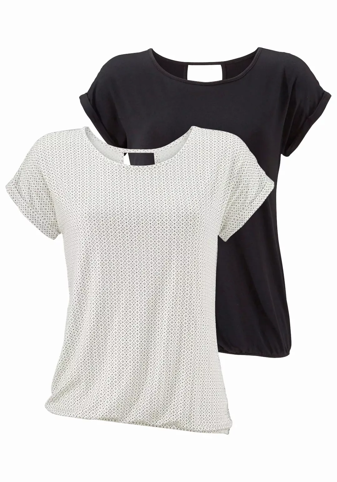 LASCANA T-Shirt (Packung, 2er-Pack) mit modischem Cut-out im Nacken günstig online kaufen
