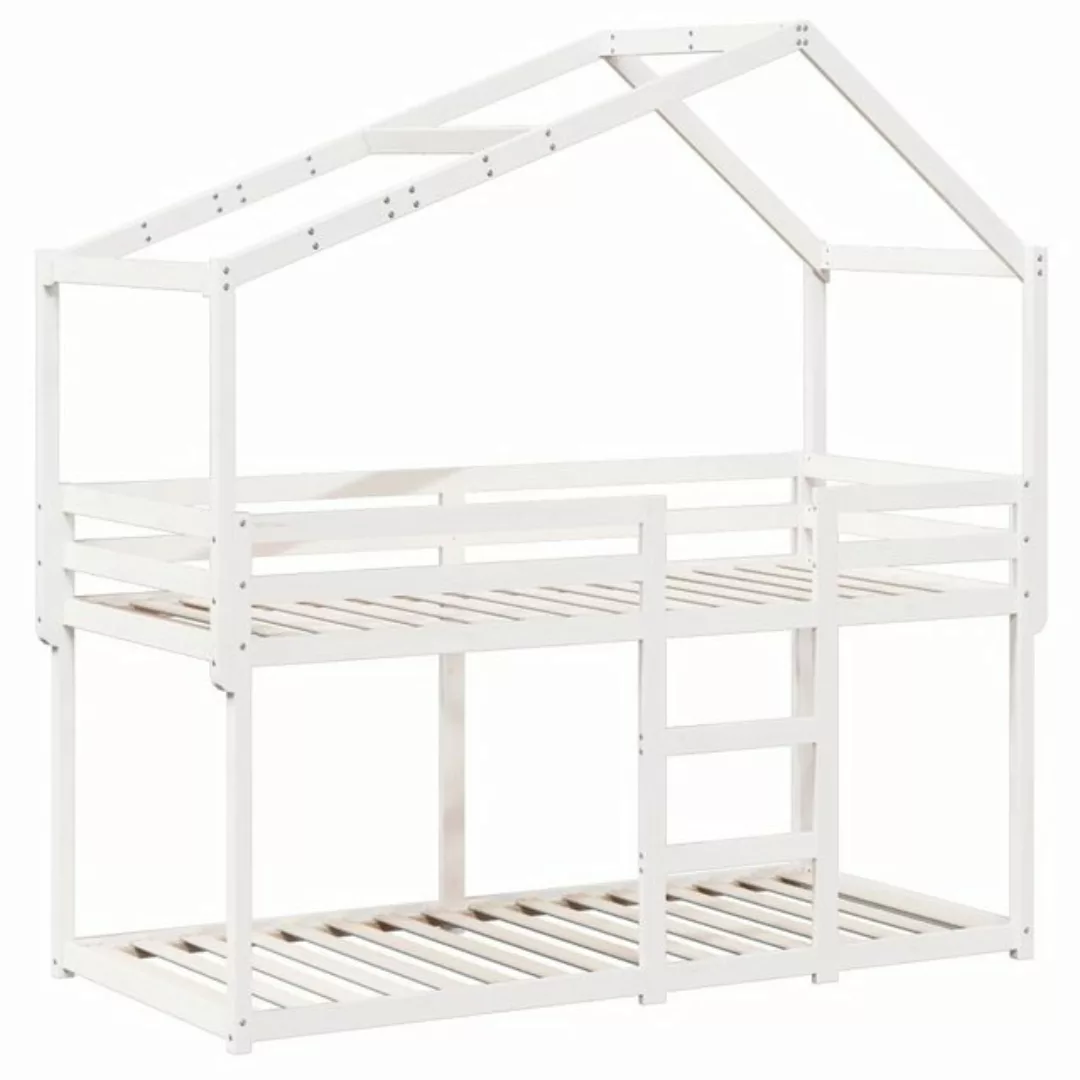 vidaXL Bett Etagenbett mit Dach Weiß 90x190 cm Massivholz Kiefer günstig online kaufen