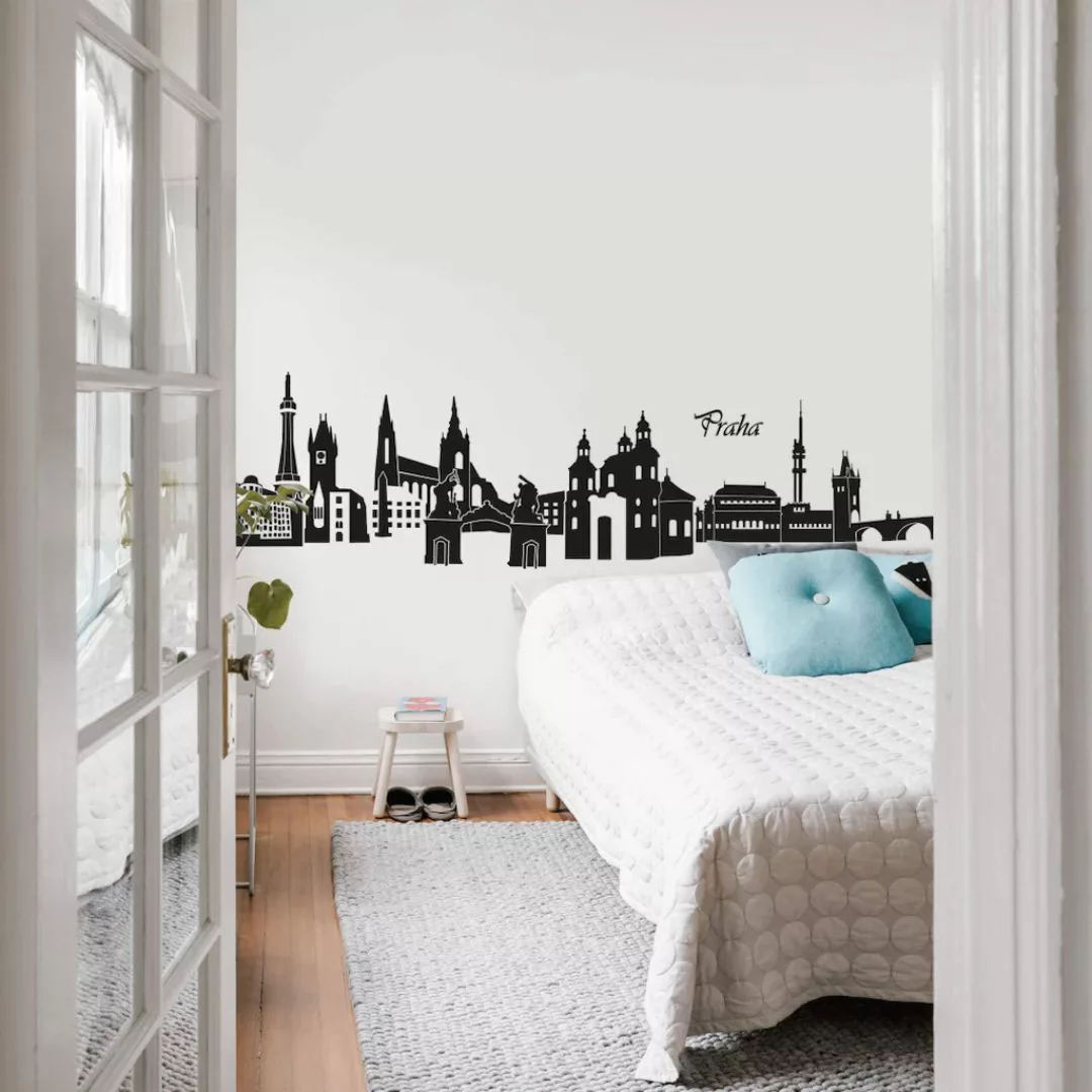 Wall-Art Wandtattoo »XXL Stadt Skyline Prag 120cm«, (1 St.), selbstklebend, günstig online kaufen