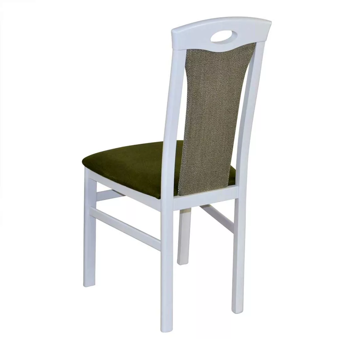Gepolsterte Esstisch Stühle in Weiß Grün (2er Set) günstig online kaufen