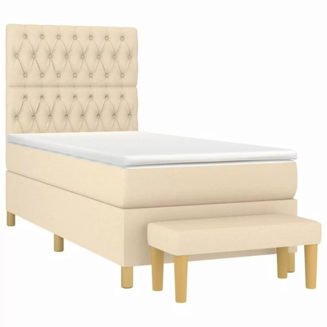 vidaXL Bett Boxspringbett mit Matratze Creme 90x190 cm Stoff günstig online kaufen