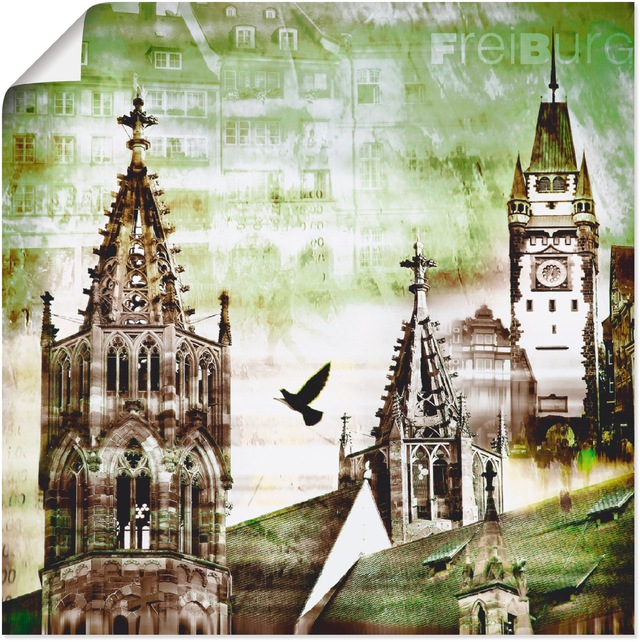 Artland Poster "Freiburg Skyline Abstrakte Collage", Architektonische Eleme günstig online kaufen