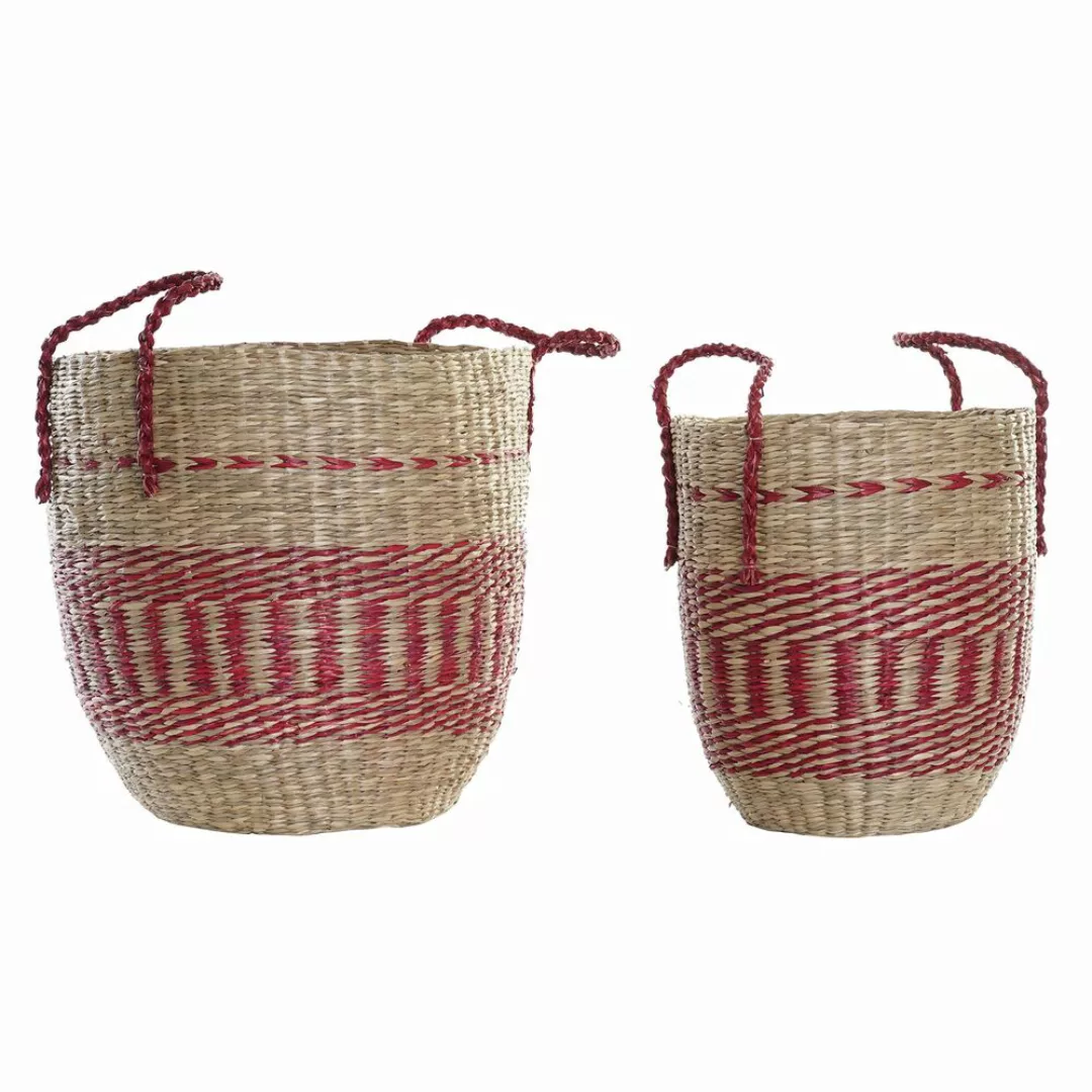 Korb-set Dkd Home Decor Natürlich Rot Seegras (2 Pcs) (34 X 34 X 40 Cm) günstig online kaufen