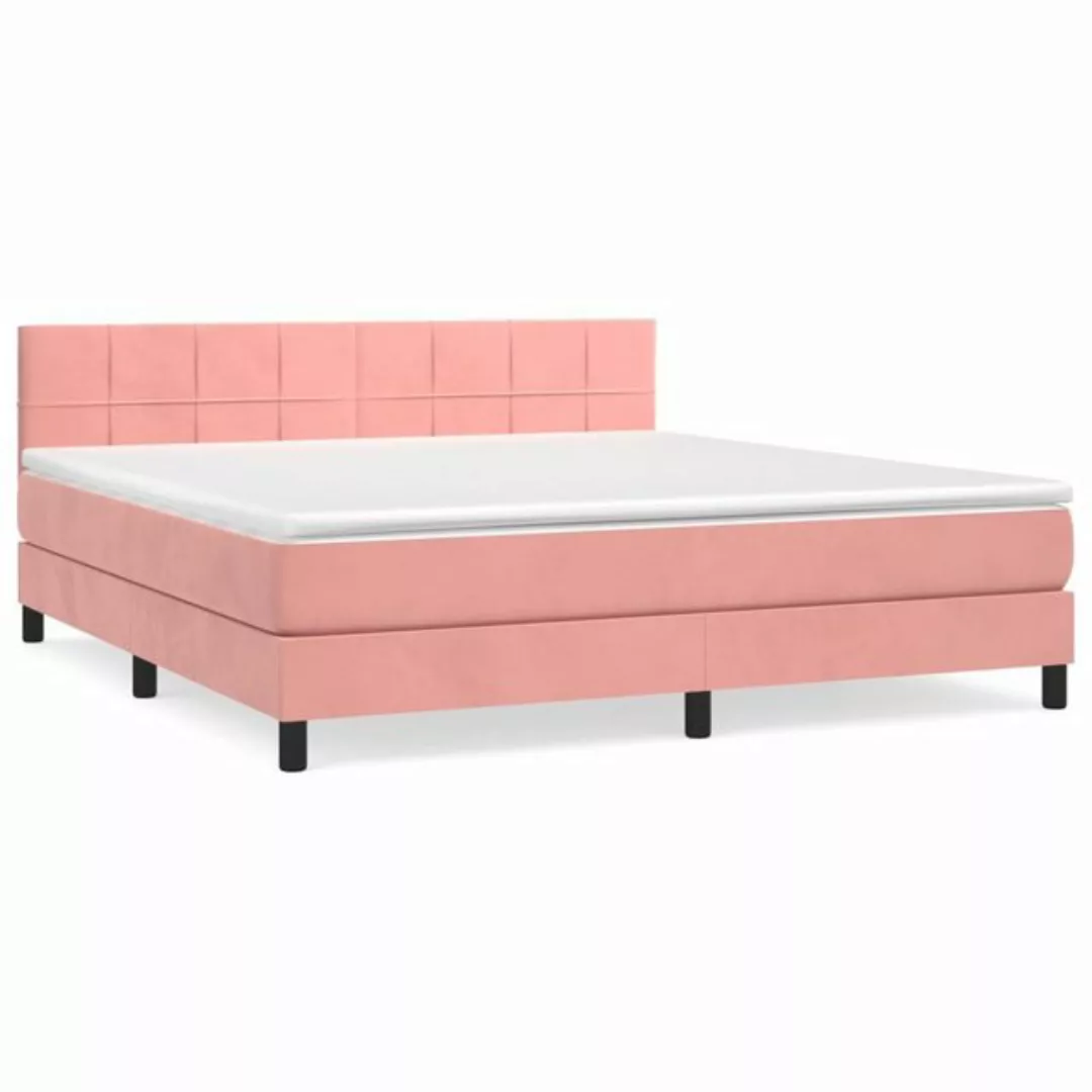vidaXL Bettgestell Boxspringbett mit Matratze Rosa 180x200 cm Samt Bett Bet günstig online kaufen