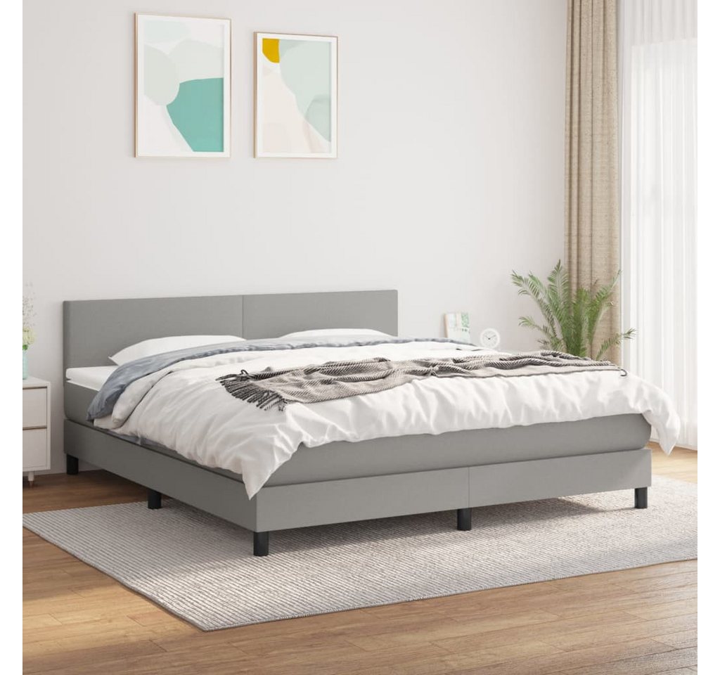 vidaXL Boxspringbett Boxspringbett mit Matratze Hellgrau 180x200 cm Stoff B günstig online kaufen