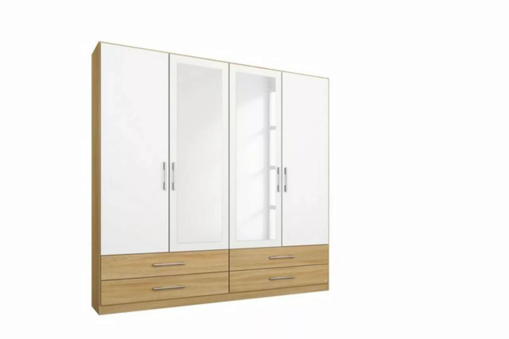 Kindermöbel 24 Spiegelschrank Finn beige - weiß 4 Türen B 181 cm - H 210 cm günstig online kaufen