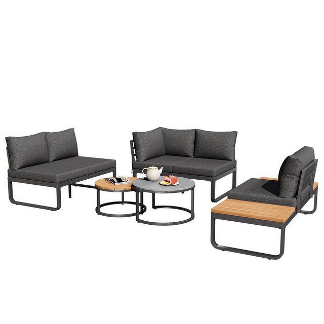 HAUSS SPOLE Sofa Gartenmöbel-Set mit 2 Couchtische, mit verstellbaren Beine günstig online kaufen