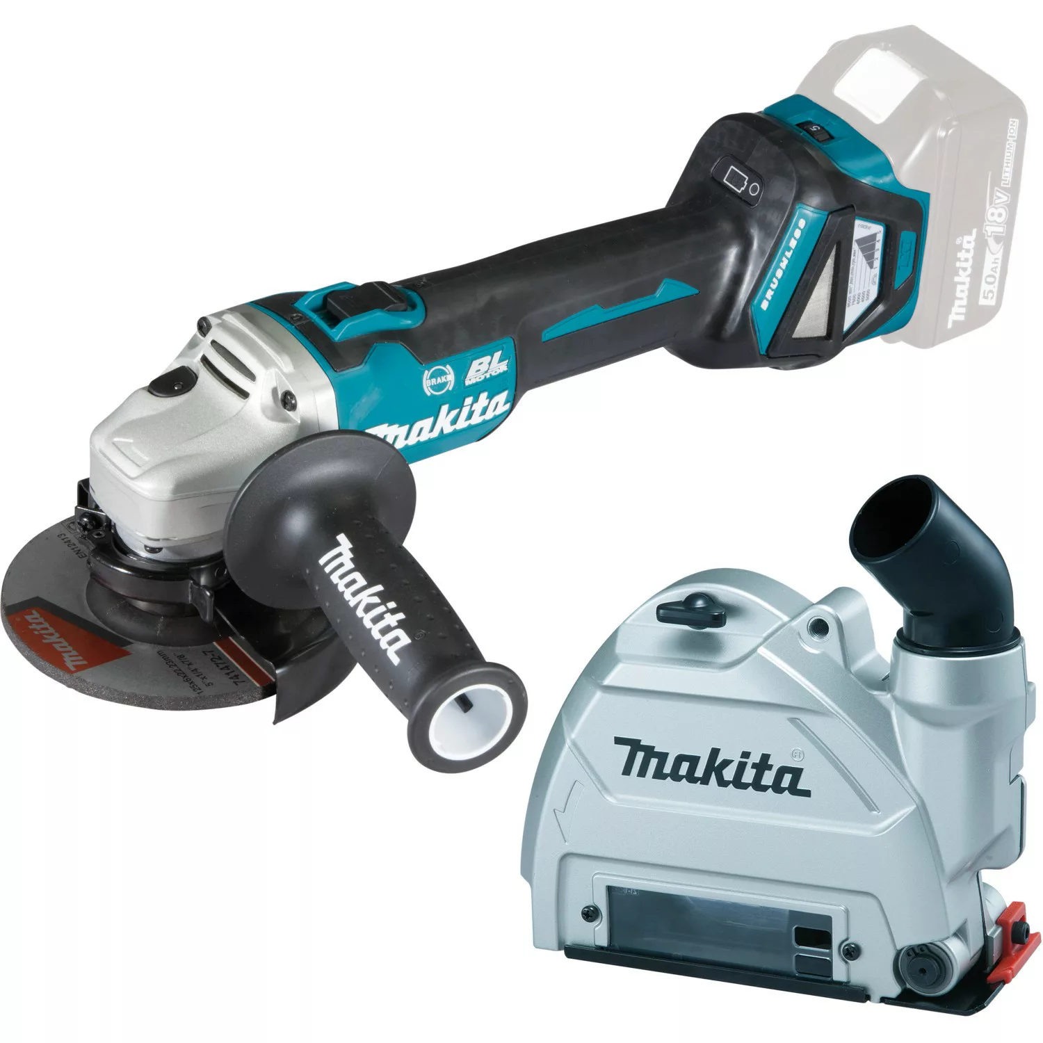 Makita Akku-Winkelschleifer DGA514ZJU1 mit Absaughaube für 18 V Solo günstig online kaufen