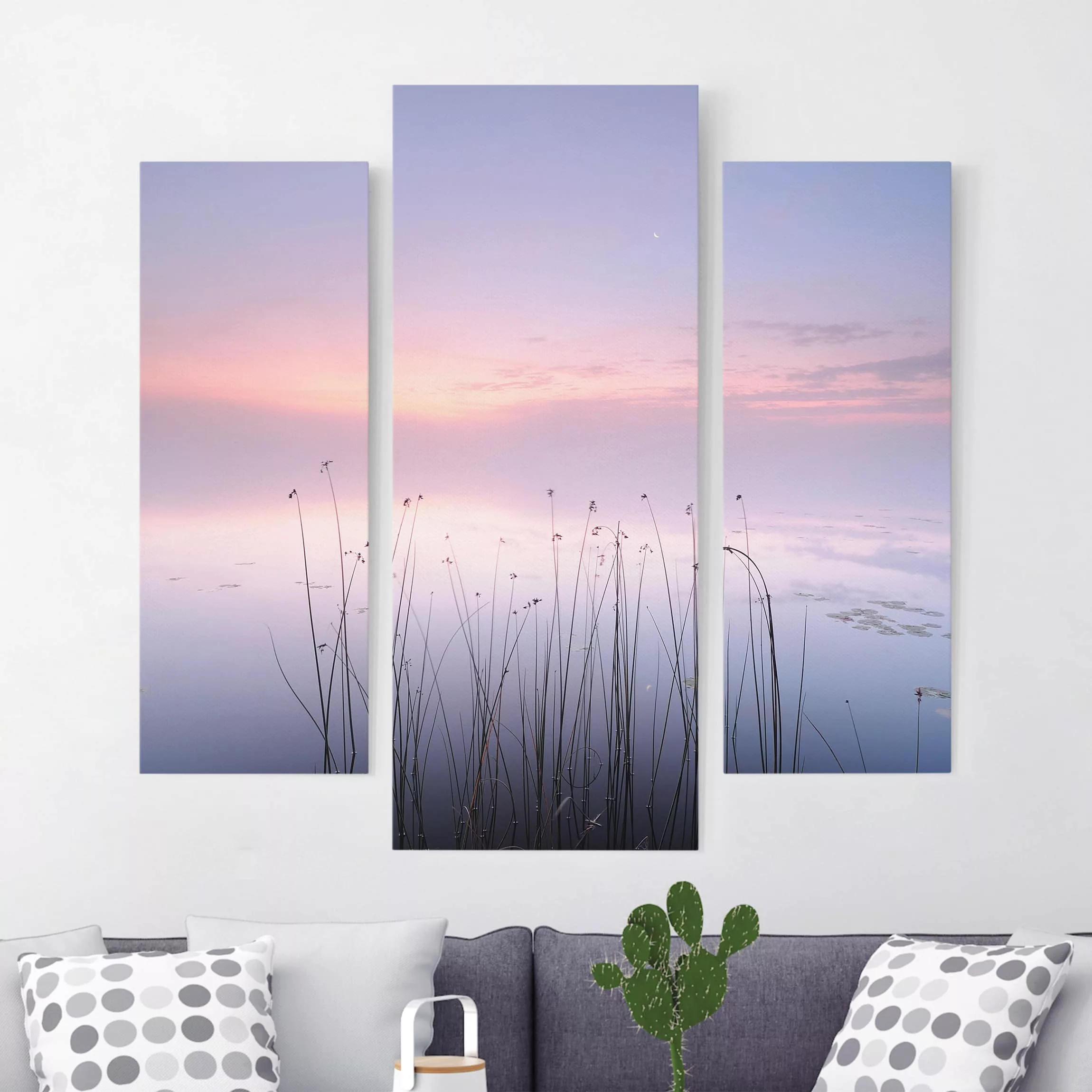 3-teiliges Leinwandbild Natur & Landschaft - Querformat Idylle am See günstig online kaufen