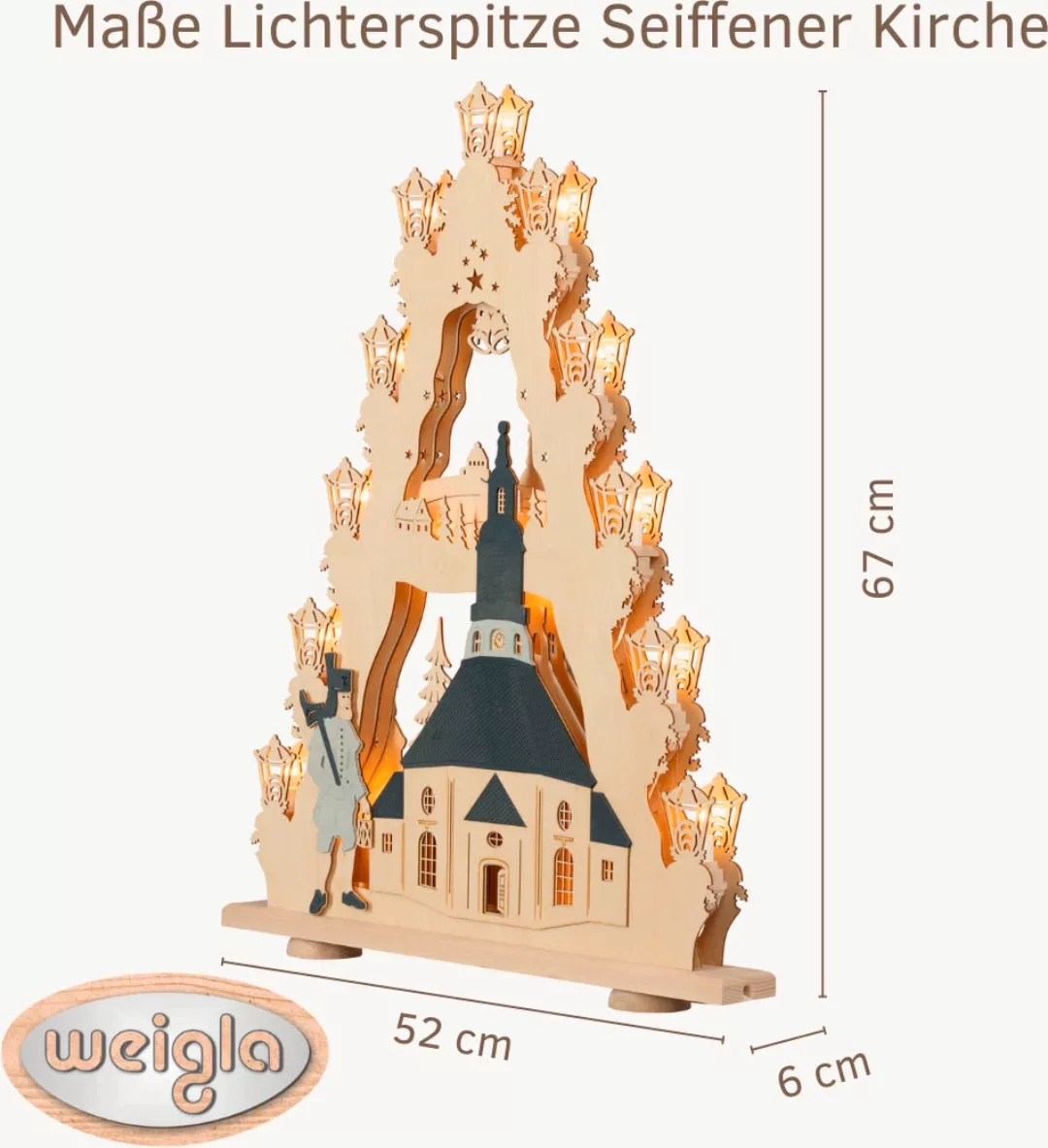 Weigla LED Lichterbogen »Seiffener Kirche, große Lichterspitze aus Holz«, E günstig online kaufen