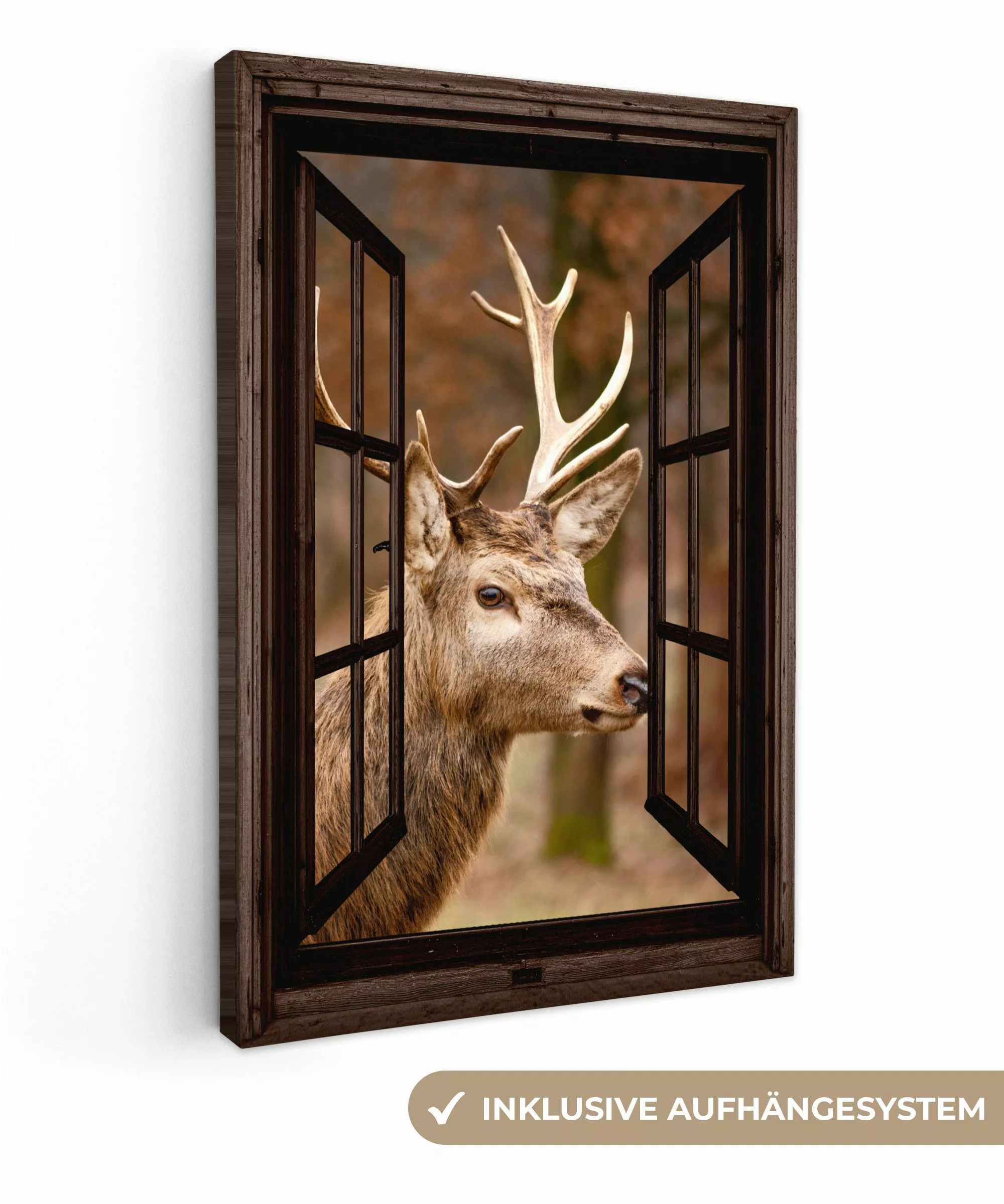 OneMillionCanvasses® Leinwandbild Hirsch - Tier - günstig online kaufen
